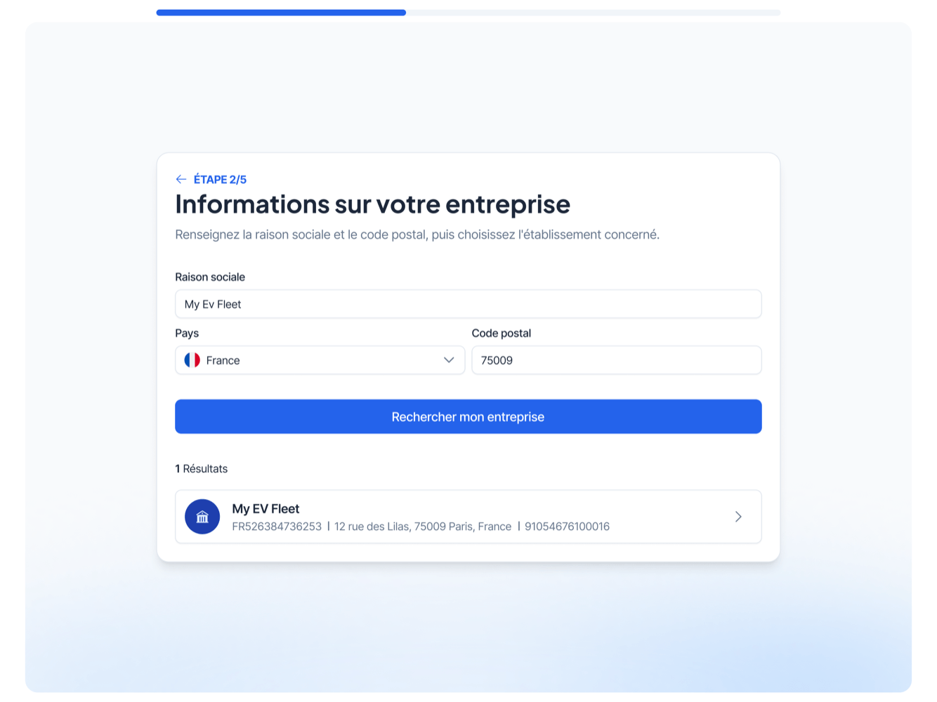 Étape 2 du funnel d'inscription self-service
