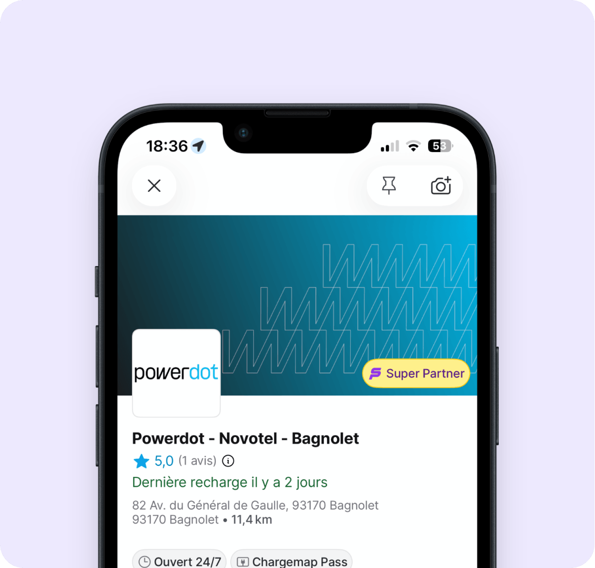 Mise en avant d'une station partenaire dans l'app