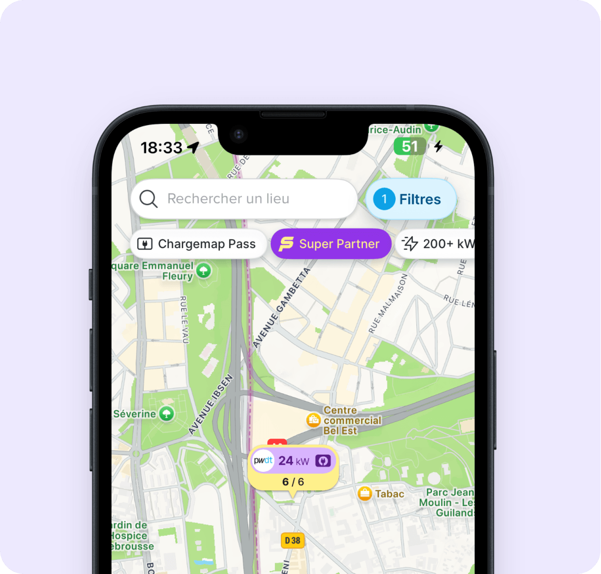 Logo du réseau partenaire affiché sur la carte Chargemap