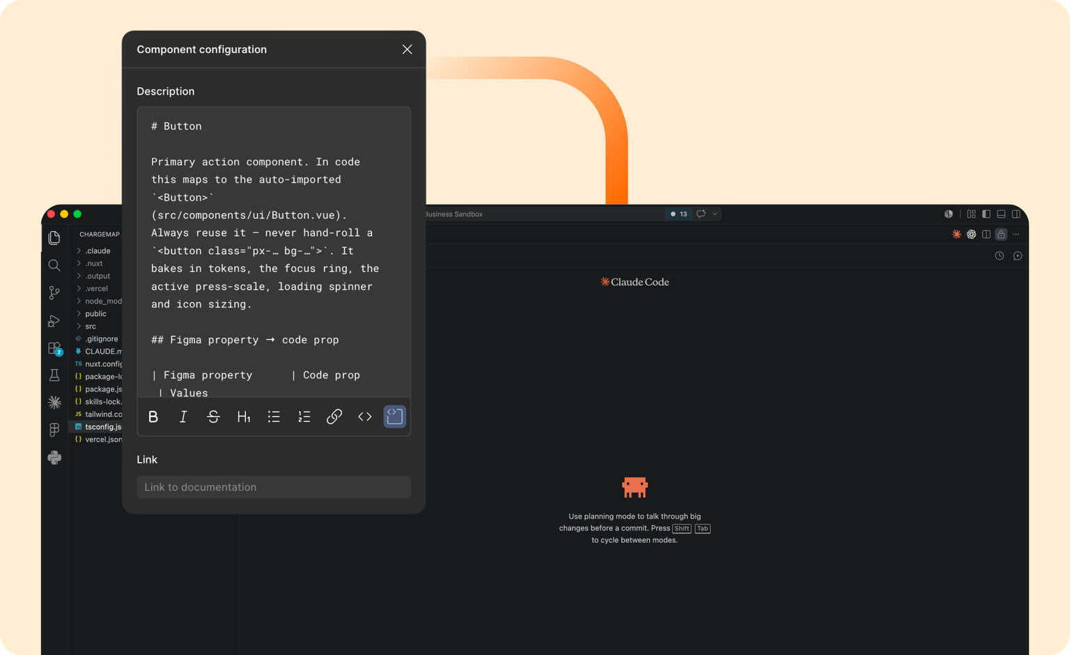 Description de composant exploitable par l'IA via MCP, à côté de Claude Code