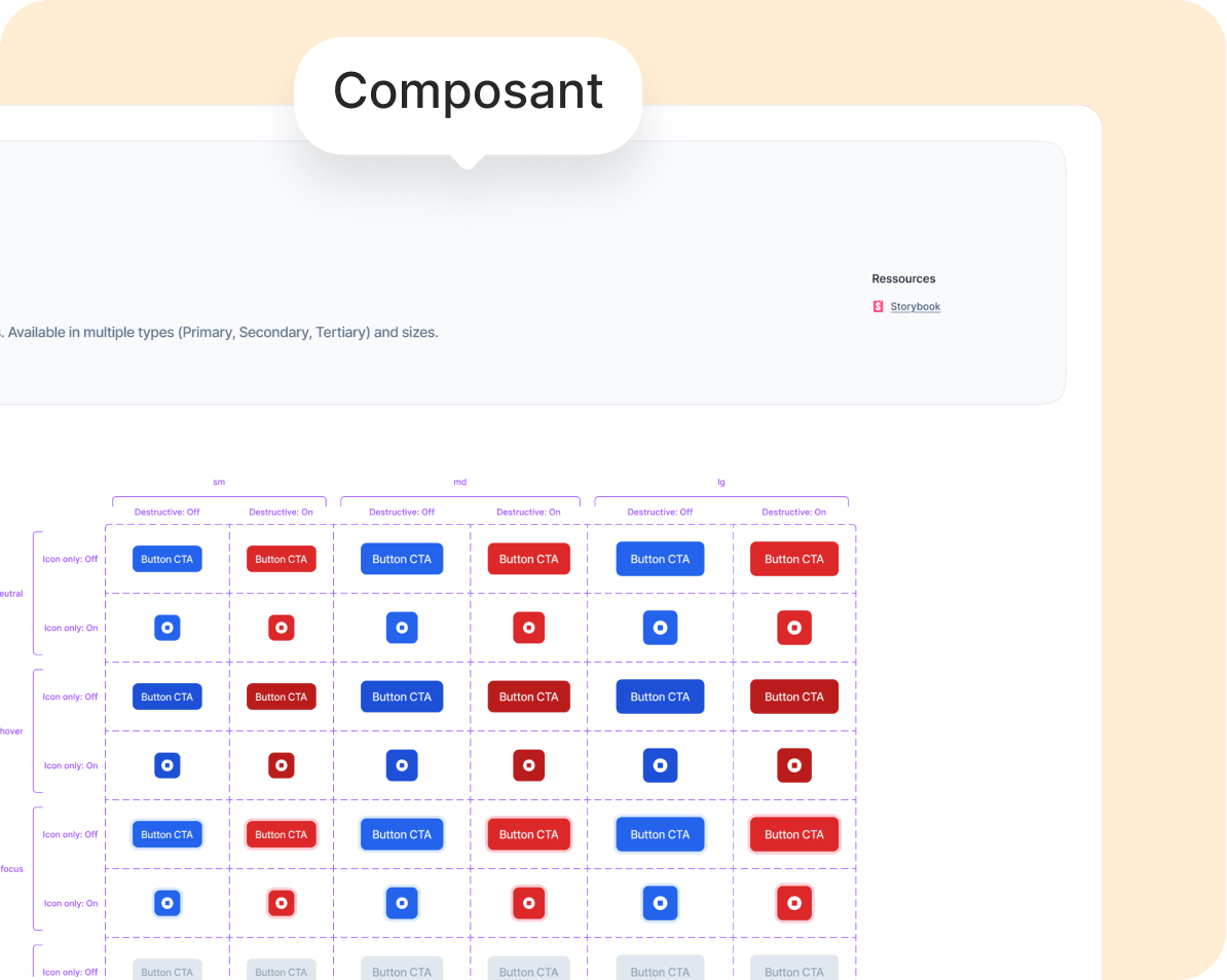 Bibliothèque de composants — variantes du bouton